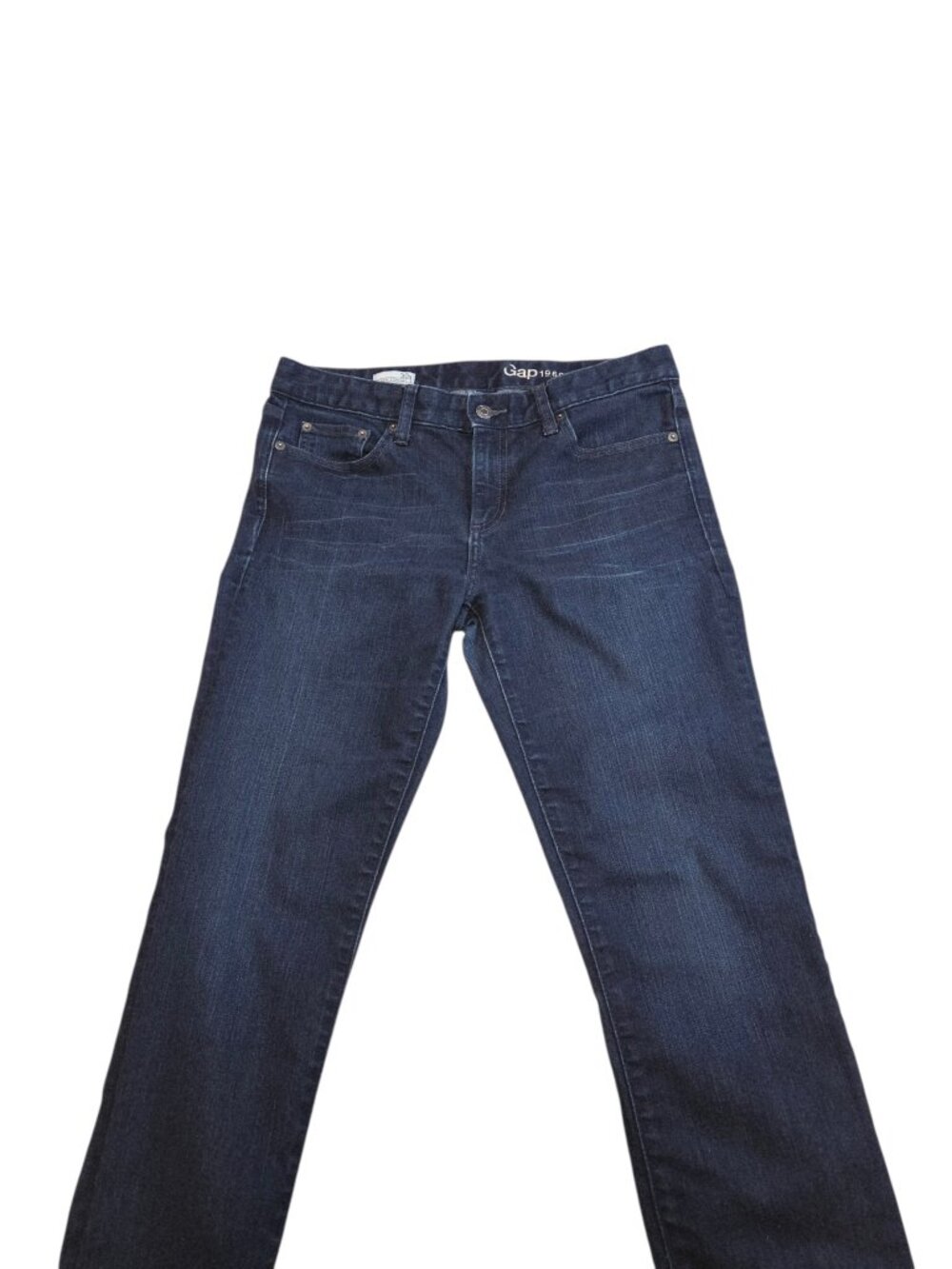 GAP 1969 Real Straight Jeans Dark Wash Distressed Stretch Jeans Size 30 Short - Picture 3 of 12